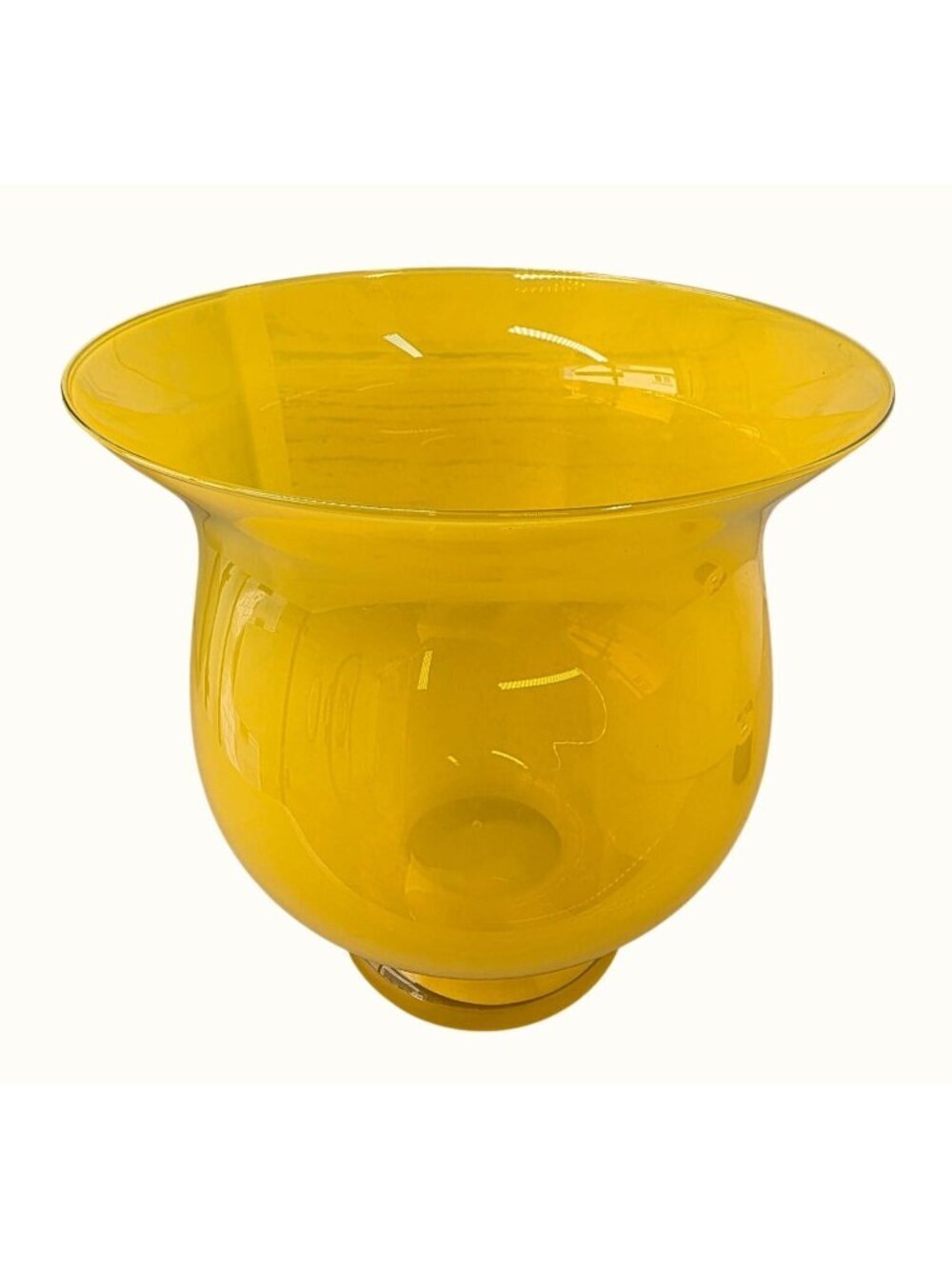 Crate & Barrel Amber Glass Vase Gold Yellow Poland Art Glass Flare Pedestal 11”
